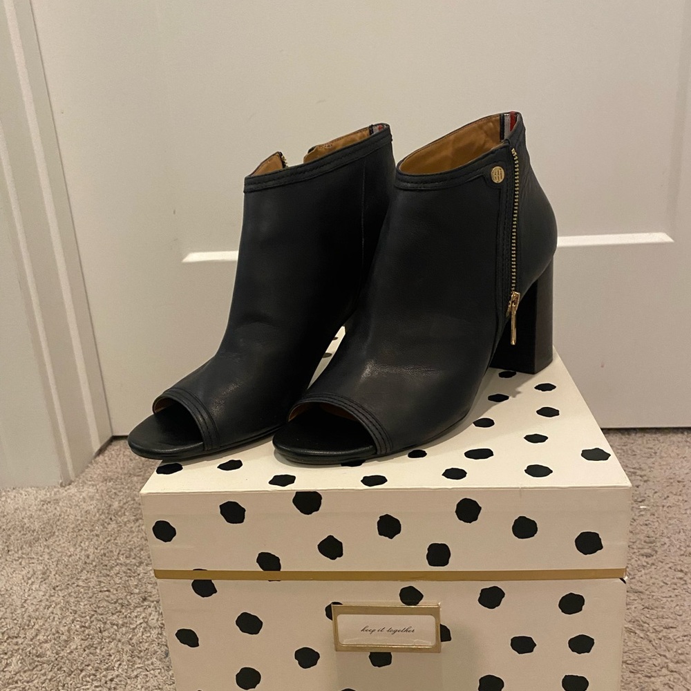 Tommy Hilfiger Genuine Leather Ankle Peep-toe High Heel